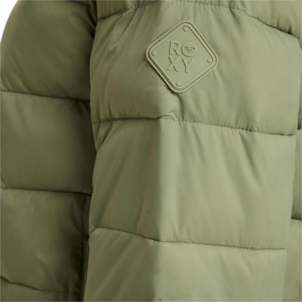 2025 Roxy Womens Wind Bliss Hooded Lightweight Packable Padded Jacket ERJJK03691 - Oil Green